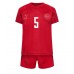 Camisa de Futebol Dinamarca Joakim Maehle #5 Equipamento Principal Infantil Mundo 2022 Manga Curta (+ Calças curtas)